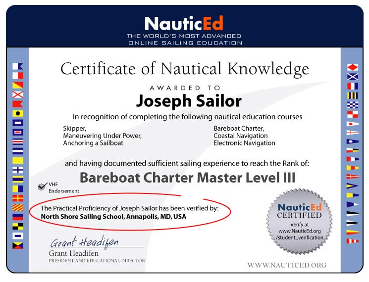 Sailing Certificate with Proficiency Stamp