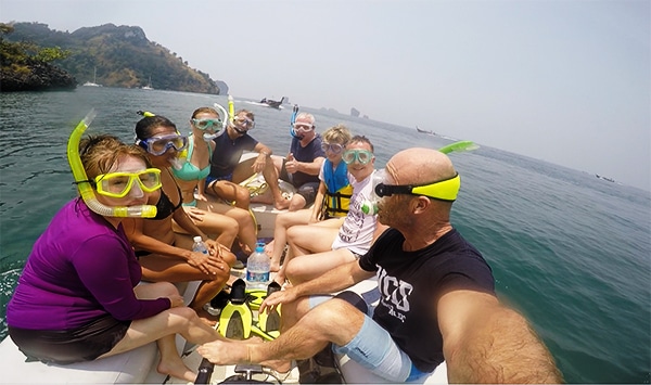Fun snorkeling with the dinghy