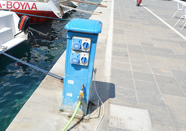 Electricity pedestal on the dock