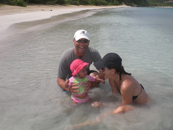 Playing with Alexandra in the water in Savannah Bay
