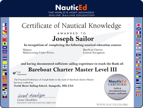 The NauticEd Sailing Certificate with Practical Sailing Verification