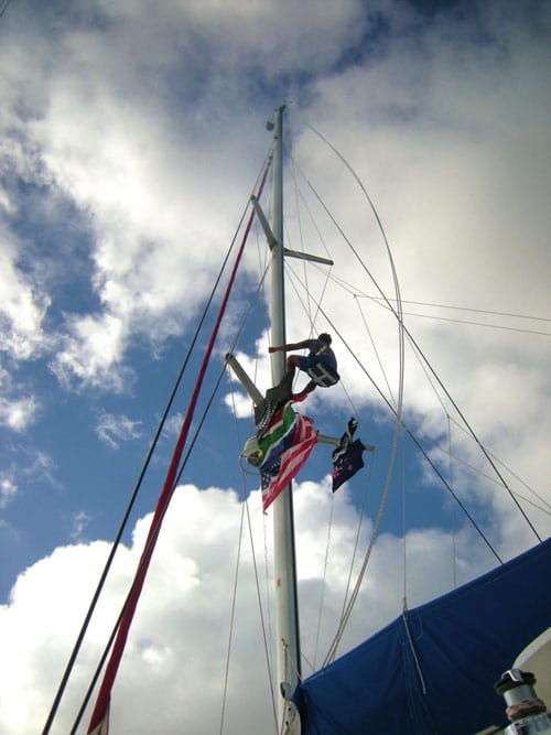 Hoisting up the mast