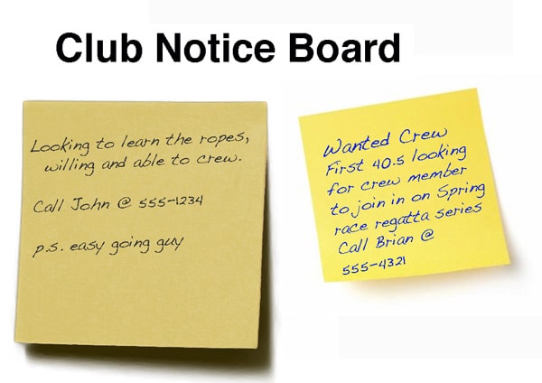 Typical Yacht Club Notice Board