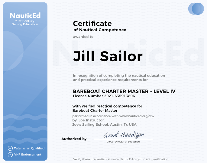 Certificate Nautical competence