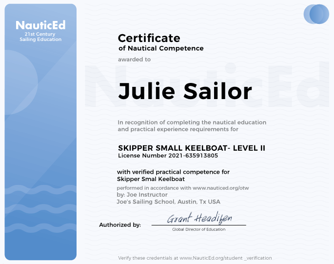 Certificate Nautical competence