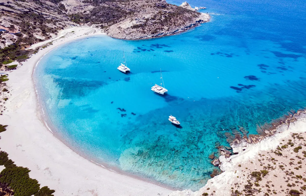 Charter catamaran in the Sea of Cortez near La Paz, Mexico