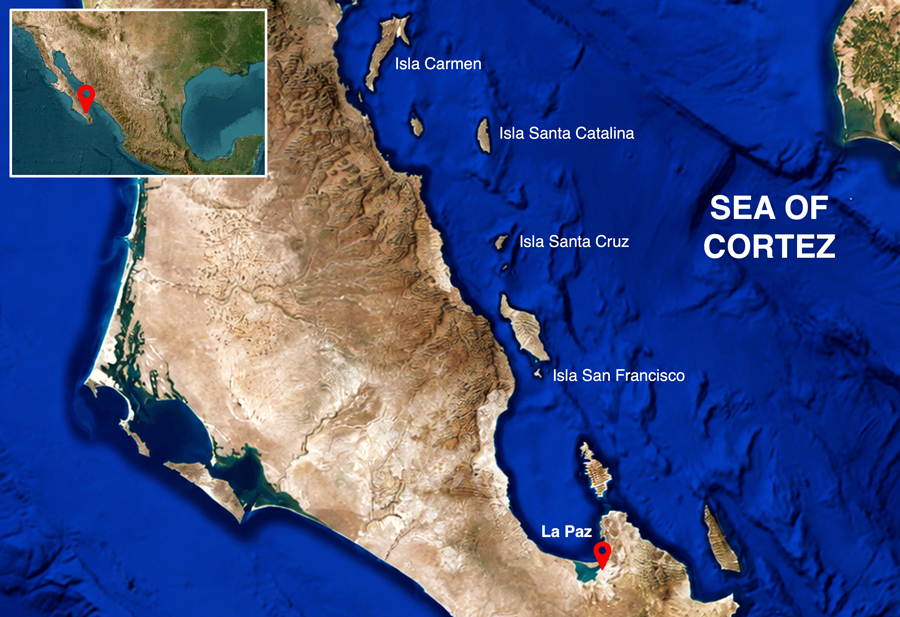 Map of La Paz and the Sea of Cortez showing the main Go Now cruising area