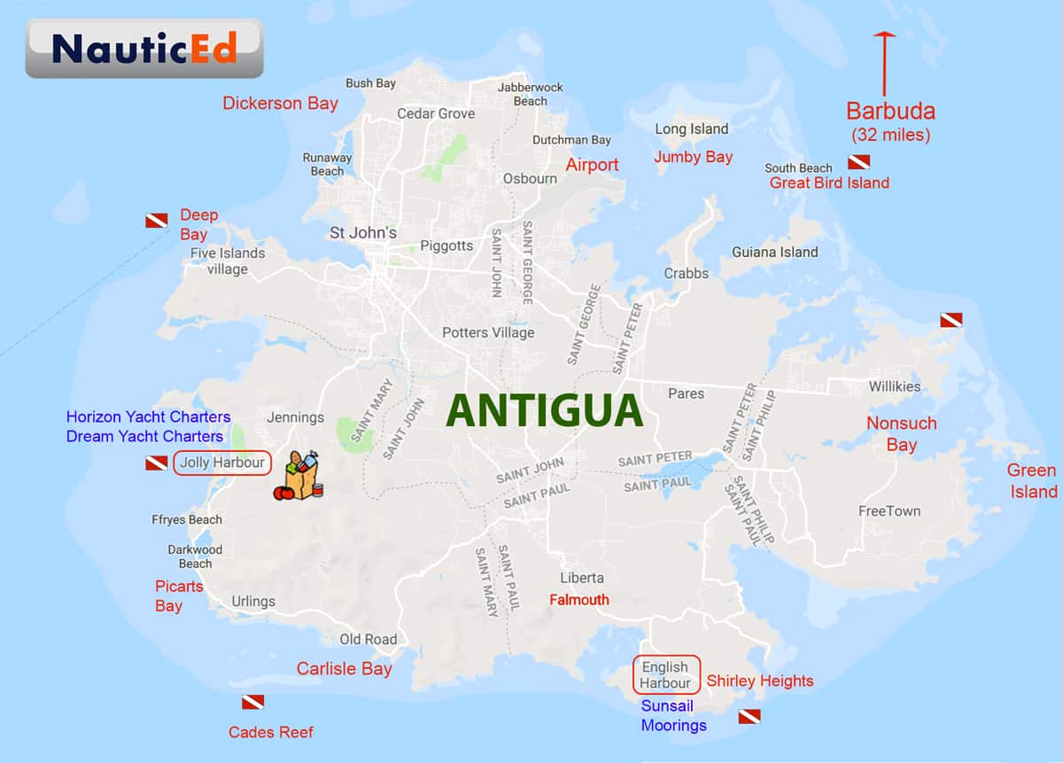 Antigua Island MAP sailing